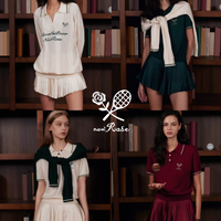 Four women wearing different outfits in front of a bookshelf, with 'new look' branding.