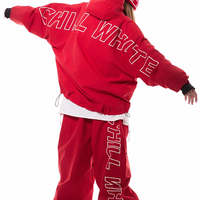 Person wearing a red 'CHILLWHITE" outfit on a white background
