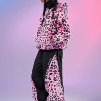 DOOREK Pink Leopard Print Waterproof Ski Suit Set