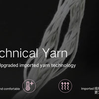 Technical yarn with text on a black background