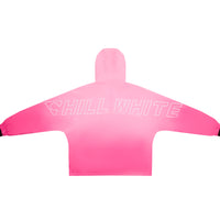 Pink hoodie with 'CHILL WHITE' text on a white background