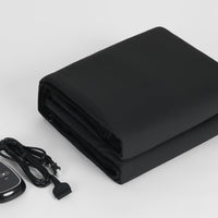 A lightweight, foldable, waterproof PU leather infrared therapy sauna blanket with a controller, designed for easy storage and use.