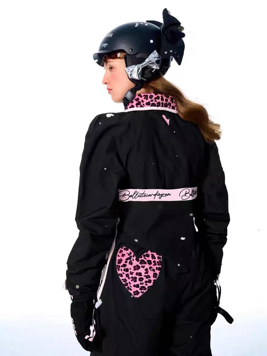 BCG Black & Pink Slim Fit Insulated One-Piece Ski Suit