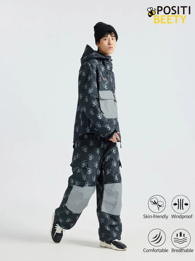 Positibeety Bee Logo Waterproof Snowboarding Jacket and Pants