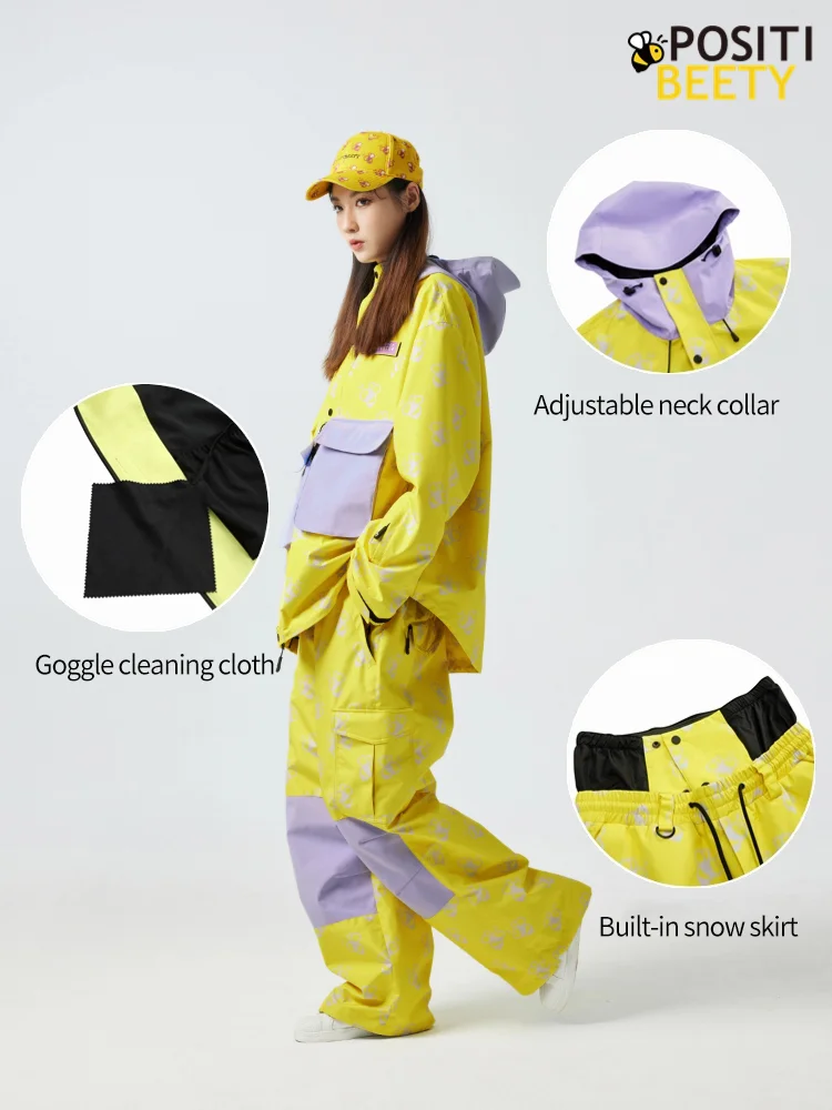 Positibeety Bee Logo Waterproof Snowboarding Jacket and Pants