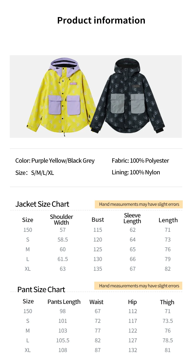 Positibeety Bee Logo Waterproof Snowboarding Jacket and Pants