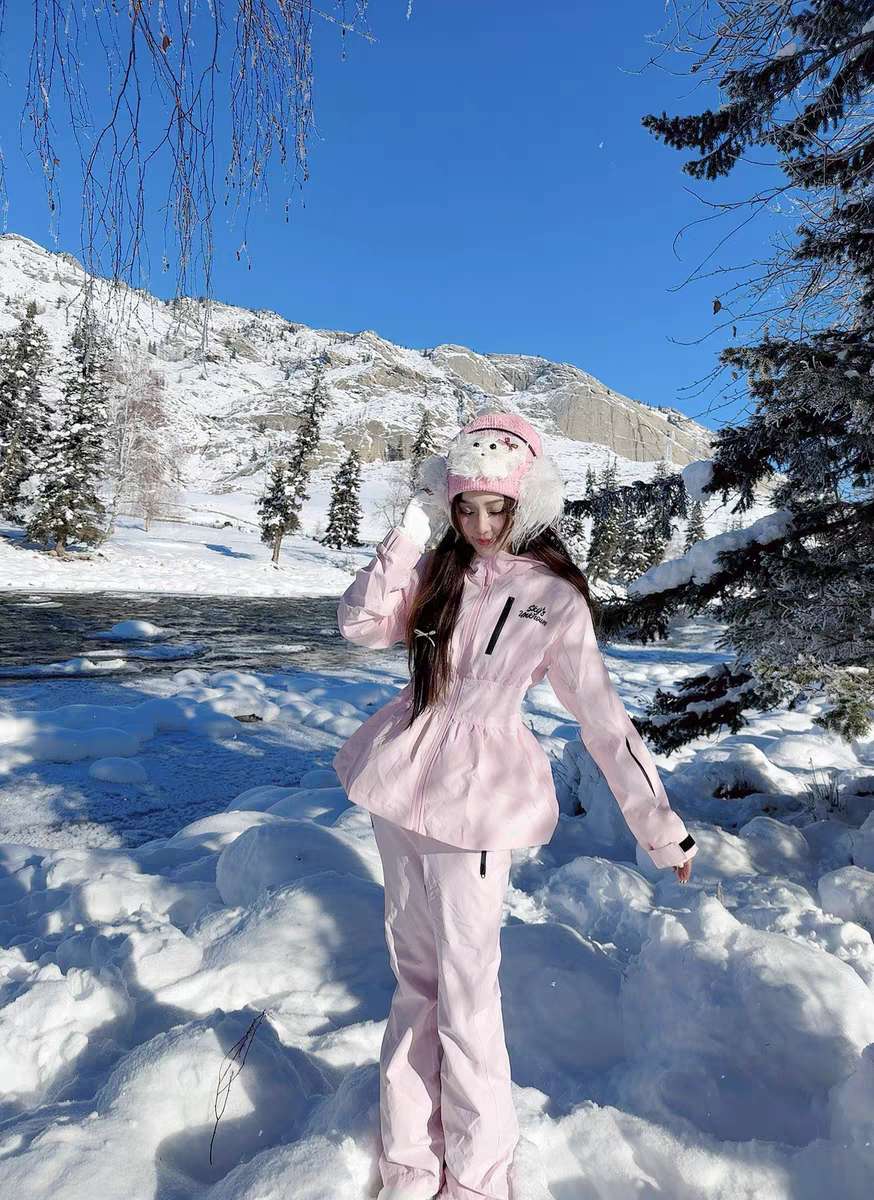 Skibear Pink Slim-Fit Ski Suit