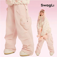 Swagli Floral Pattern with Fur Collar Snowboarding Jacket