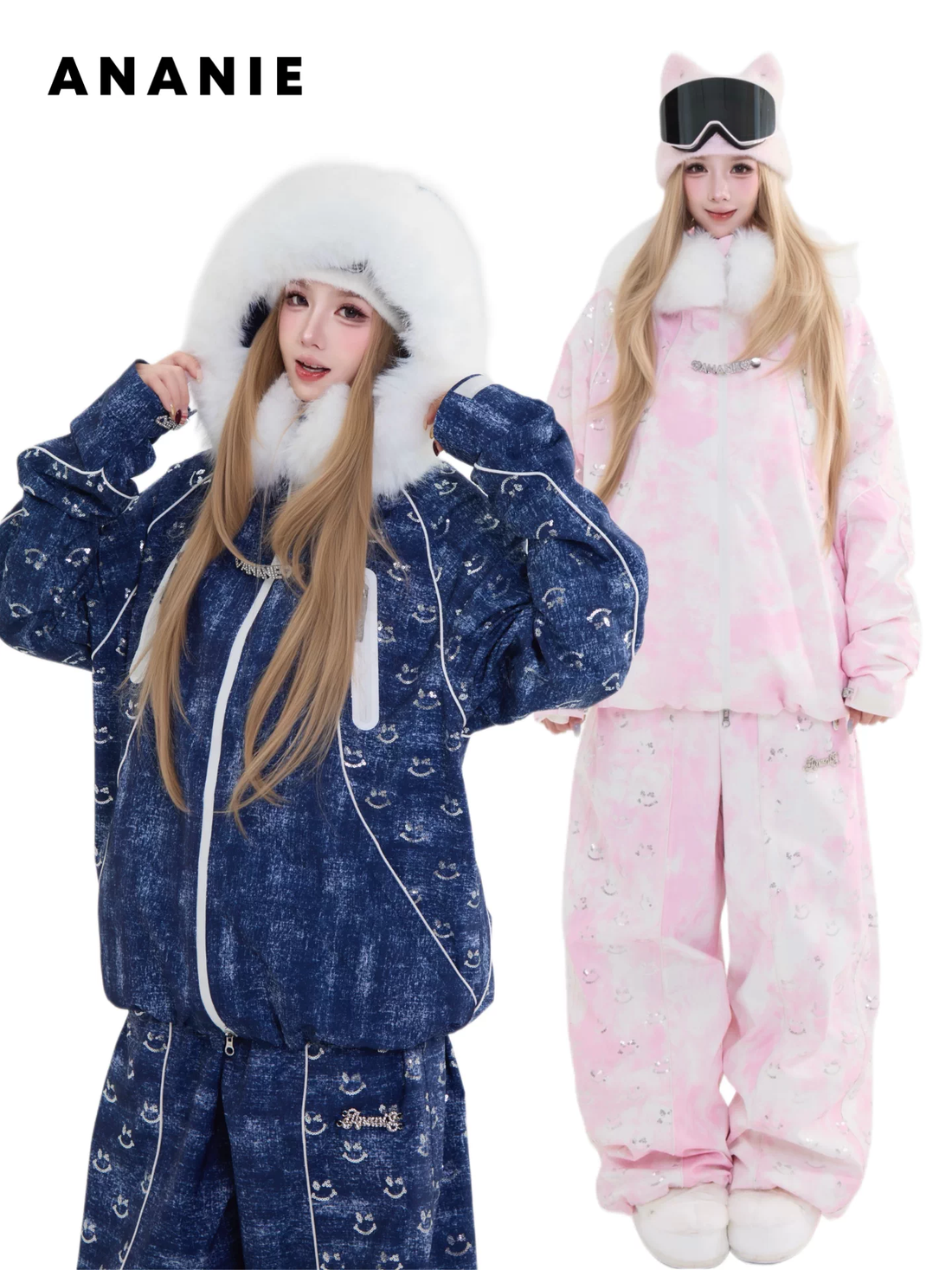 Ananie Fluffy Snow Cloud Women’s 3L Waterproof Ski Jacket & Pants Set