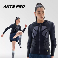 Person wearing a black protective jacket with gray padding, standing on a white background with 'ANTS PRO' branding.