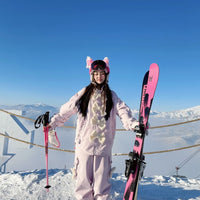 LMD Snow Pinky Plush Ribbon 3L Snowboarding Suit