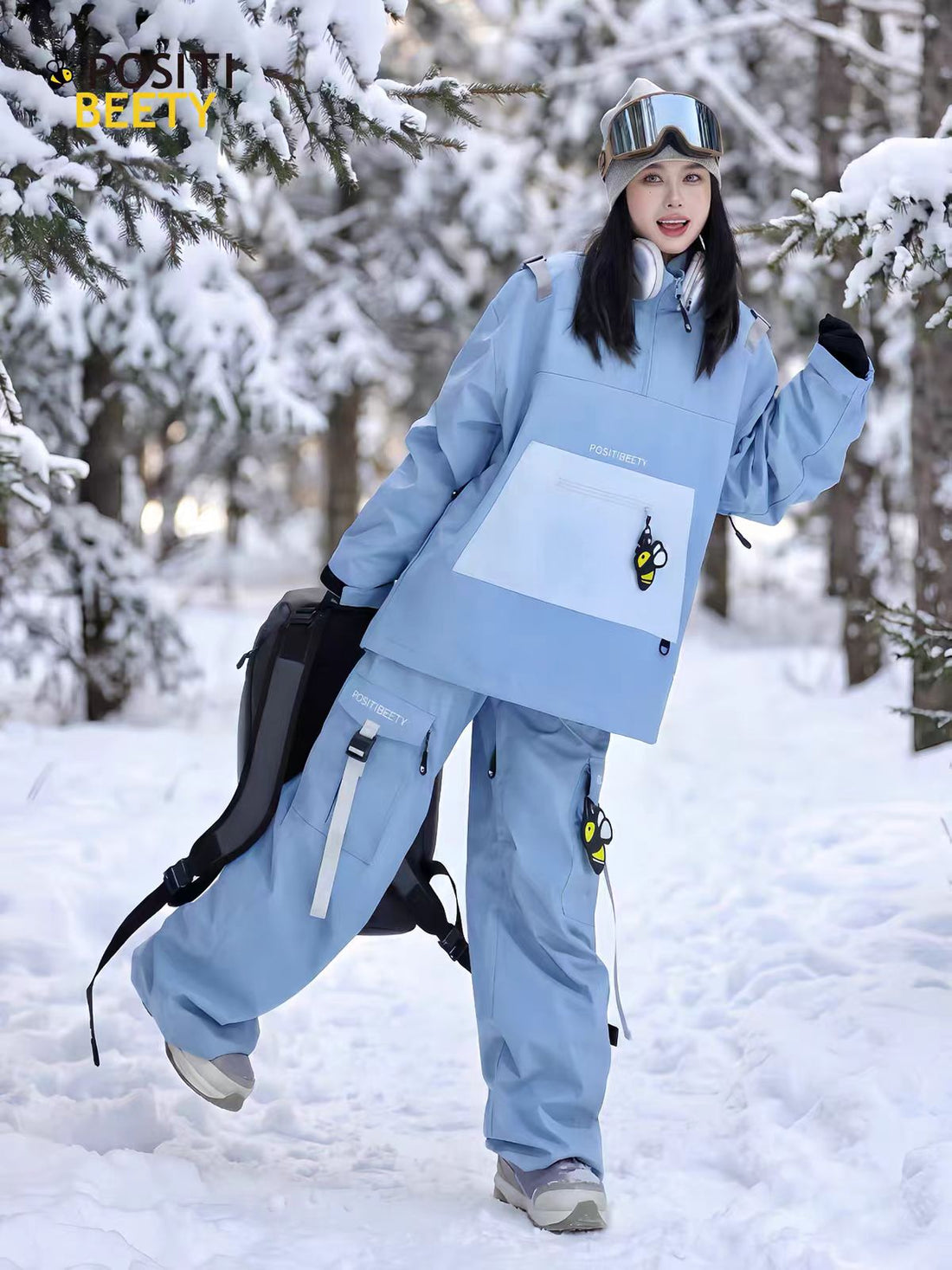 POSITIBEETY Contrasting Color Ski Suit