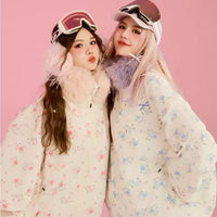 Swagli Floral Pattern with Fur Collar Snowboarding Jacket