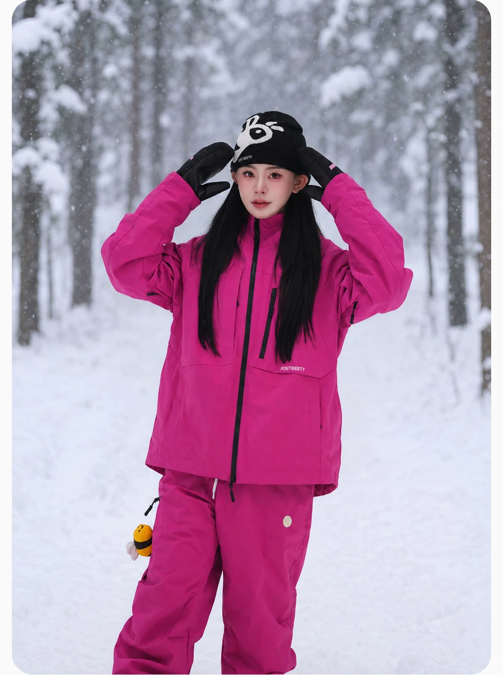 POSITIBEETY 3L Alpine Charm Padded Snow Jacket - Dragon Fruit Pink