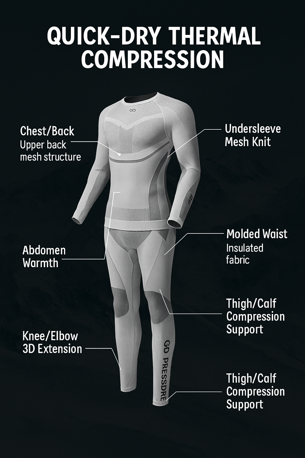 Winter Ski & Snowboard Seamless Thermal Base-layer Sets (For Men)