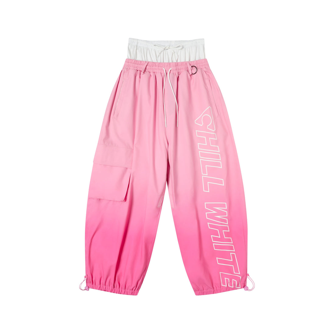Pink pants with text on a white background