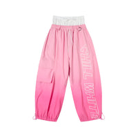Pink pants with text on a white background