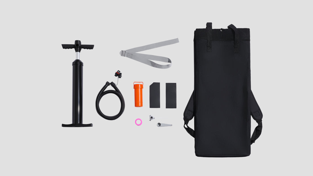 Kit for Inflatable Multisided Bathtub Includes Pump, Hose, Repair Kit, Backpack, and Strap