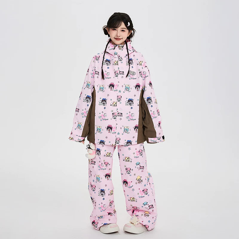 Lovely Ant Y2K Aesthetic Graphic Waterproof Ski Suit Set