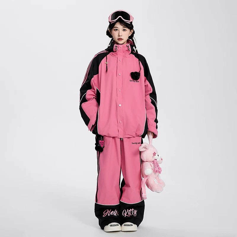 Lovely Ant Sweet Barbie Waterproof Ski Suit Set