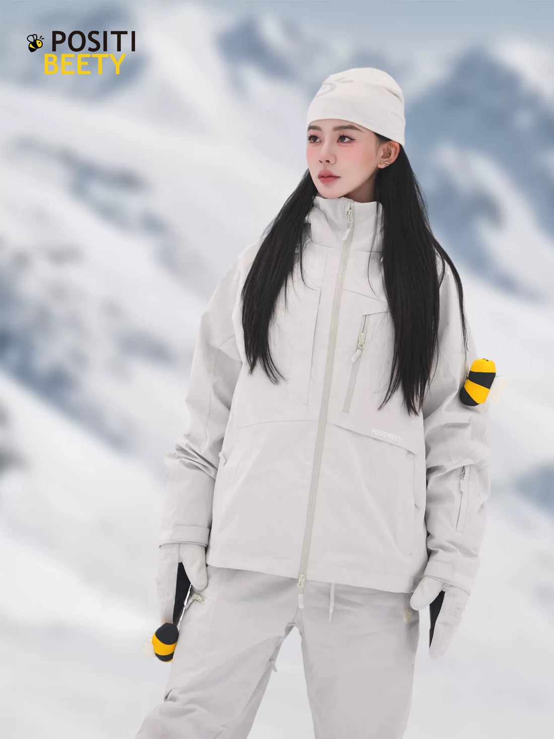 POSITIBEETY 3L Alpine Charm Padded Snow Jacket - Galaxy Grey