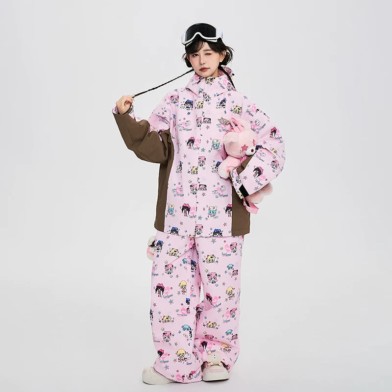 Lovely Ant Y2K Aesthetic Graphic Waterproof Ski Suit Set