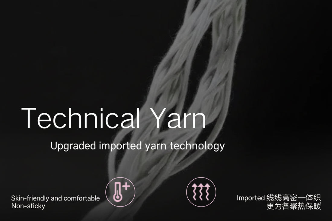 Technical yarn with text on a black background