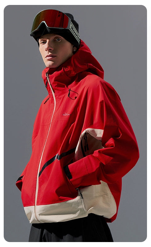 Person wearing a red jacket 