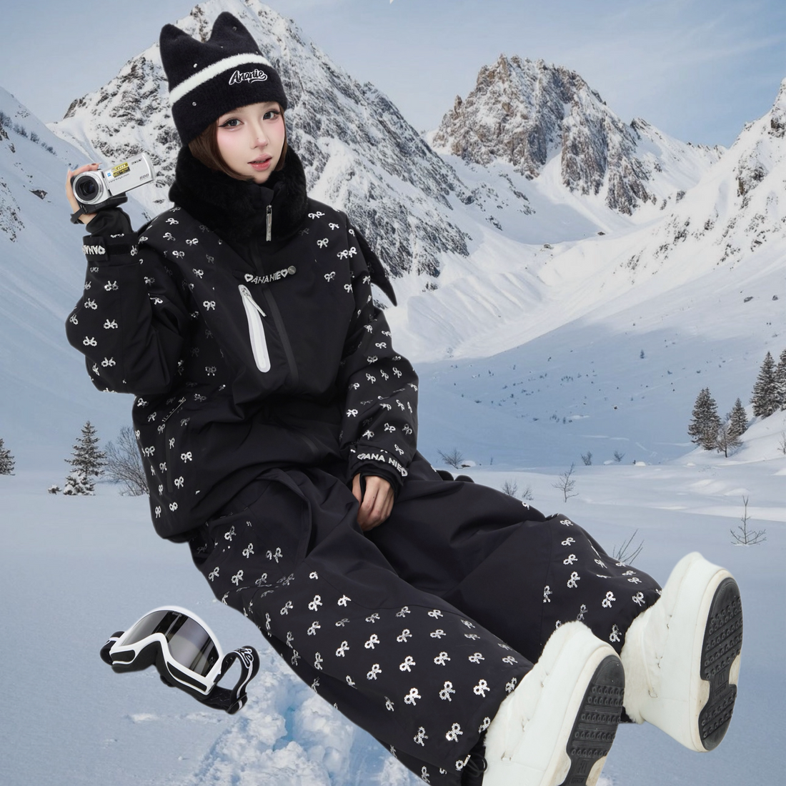Ananie Dark Night Little Devil Unisex Waterproof Ski Suit Set