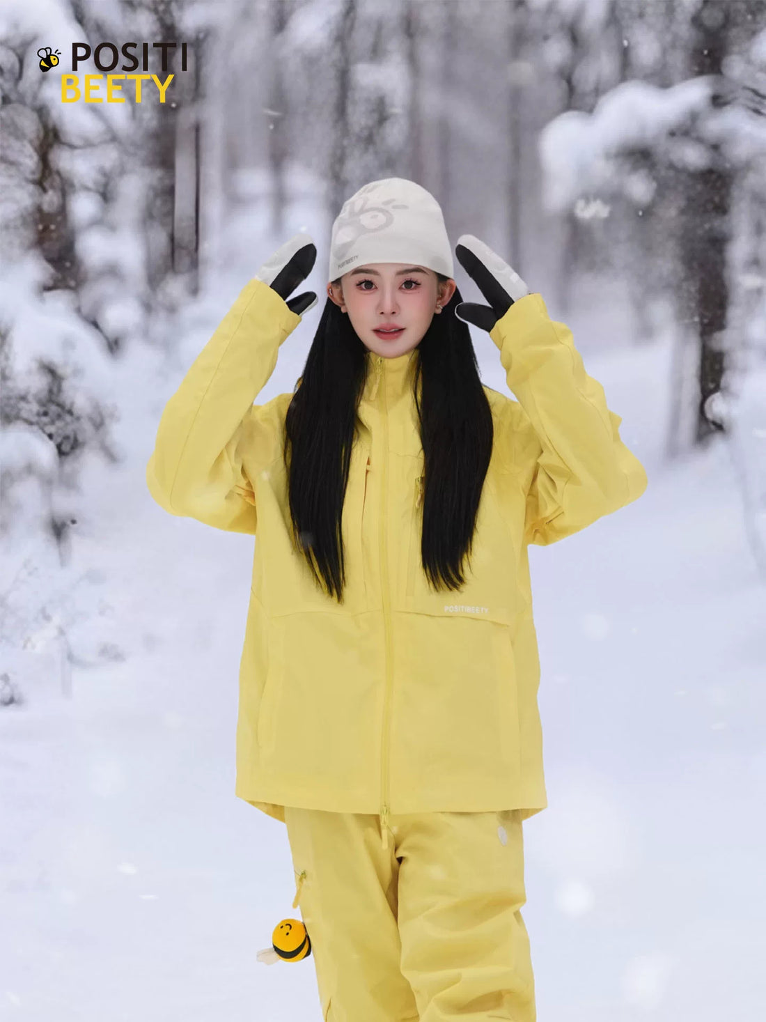 POSITIBEETY 3L Alpine Charm Padded Snow Jacket - Yellow