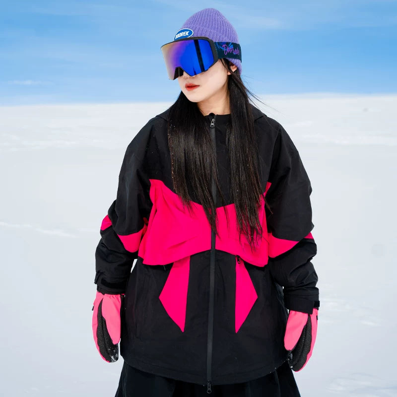 DOOREK Women’s Giant Bowknot Waterproof Ski Suit