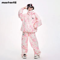 Lovely Ant Butterfly Print Waterproof Ski Suit Set