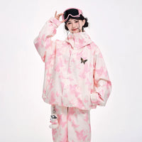 Lovely Ant Butterfly Print Waterproof Ski Suit Set