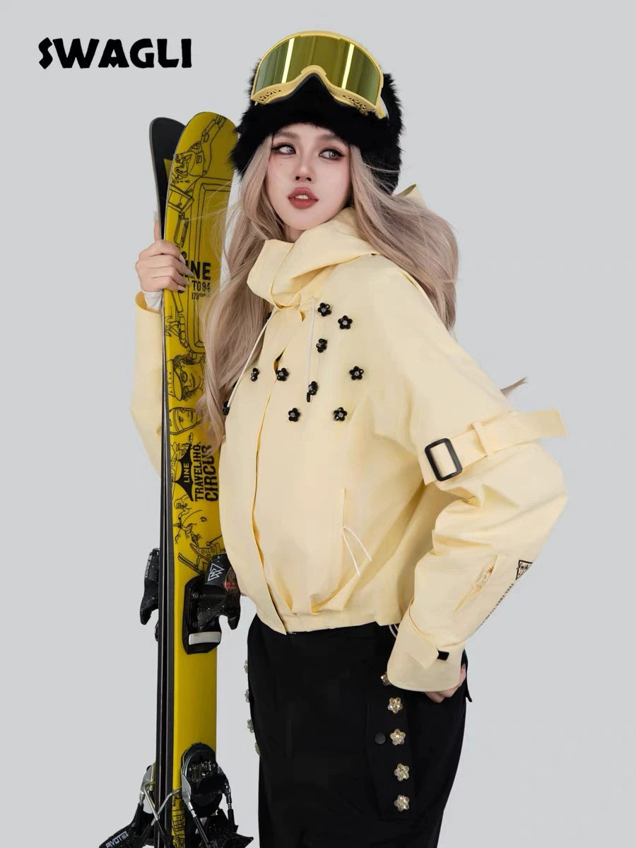 SWAGLI ShadowLine Snow Bib Pants & Cropped Jacket Set