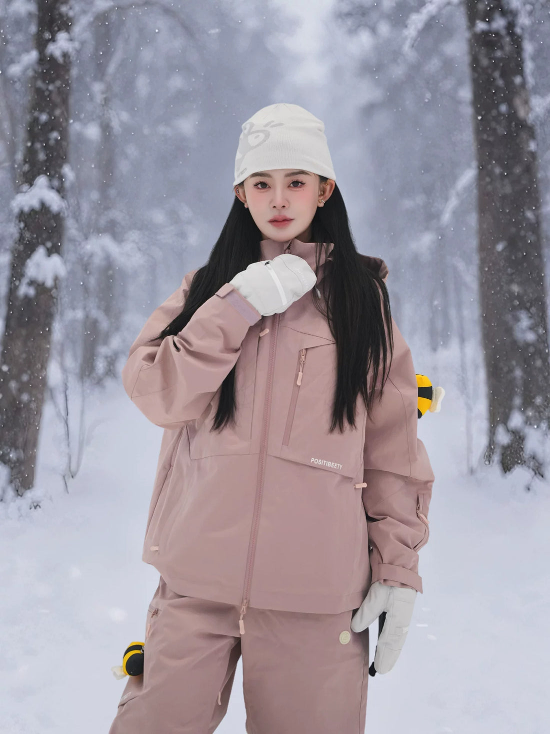 POSITIBEETY 3L Alpine Charm Padded Snow Jacket - Blossom Pink