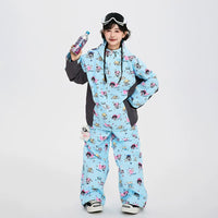 Lovely Ant Y2K Aesthetic Blue Graphic Waterproof Ski Suit Set