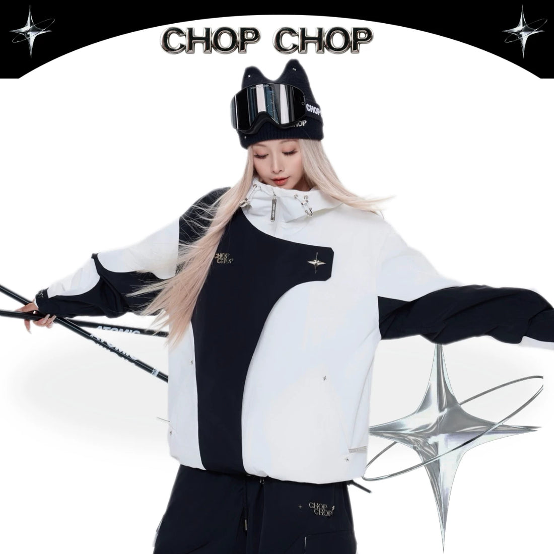 CHOPCHOP Asymmetrical Colorblock Padded Snow Suit