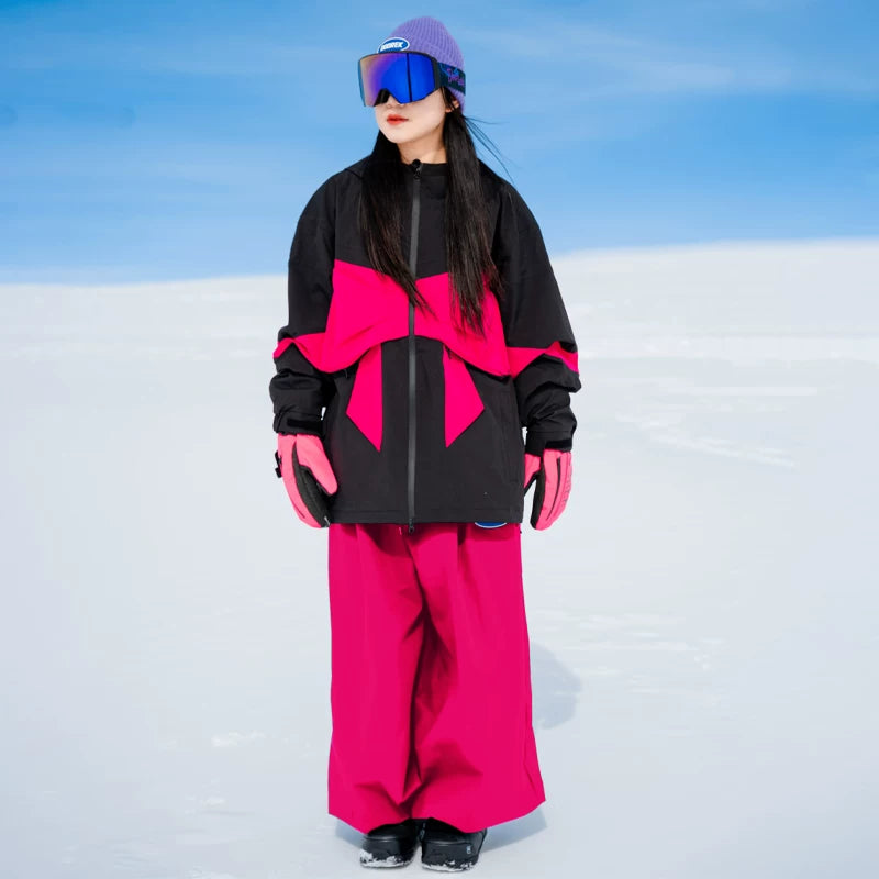 DOOREK Women’s Giant Bowknot Waterproof Ski Suit