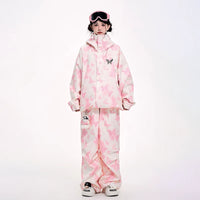 Lovely Ant Butterfly Print Waterproof Ski Suit Set