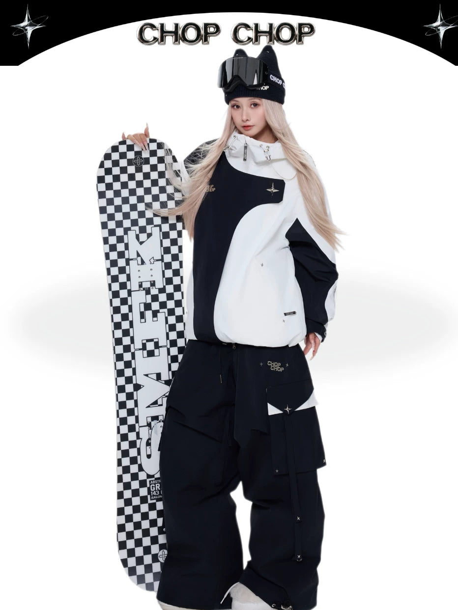 CHOPCHOP Asymmetrical Colorblock Padded Snow Suit