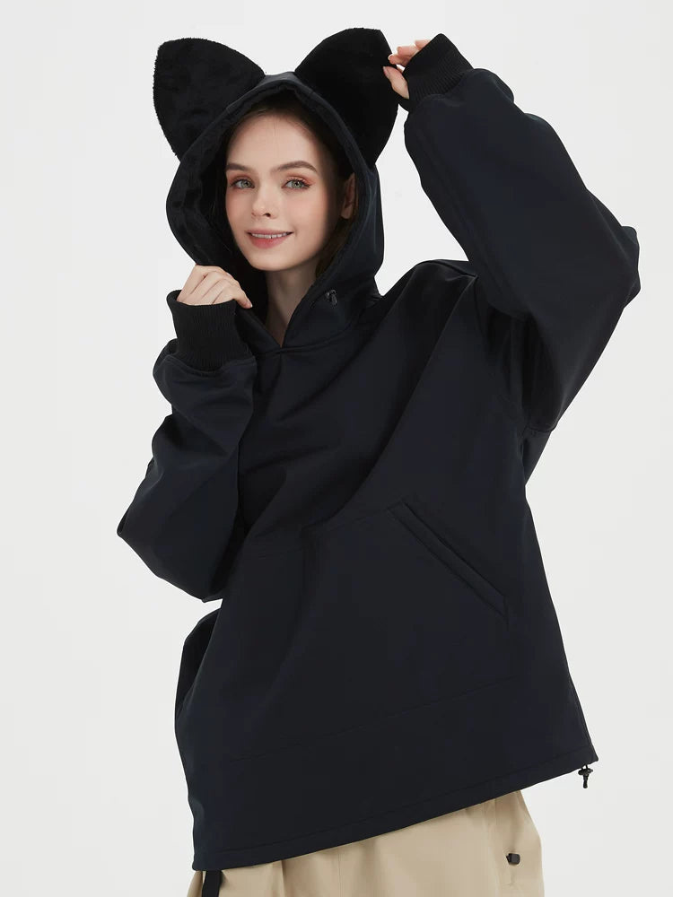 DOOREK Fleece-Lined Bunny Ear Waterproof Ski Hoodie