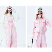 Molocoster Pink Heart Fur-Trimmed Ski Suit Set