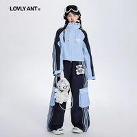 Lovely Ant Pearl-Accented Waterproof Ski Suit Set