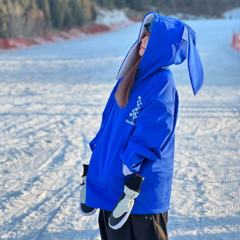 DOOREK Long Bunny Ear Waterproof Ski Hoodie