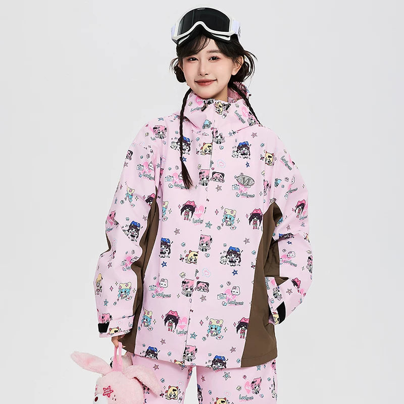 Lovely Ant Y2K Aesthetic Graphic Waterproof Ski Suit Set