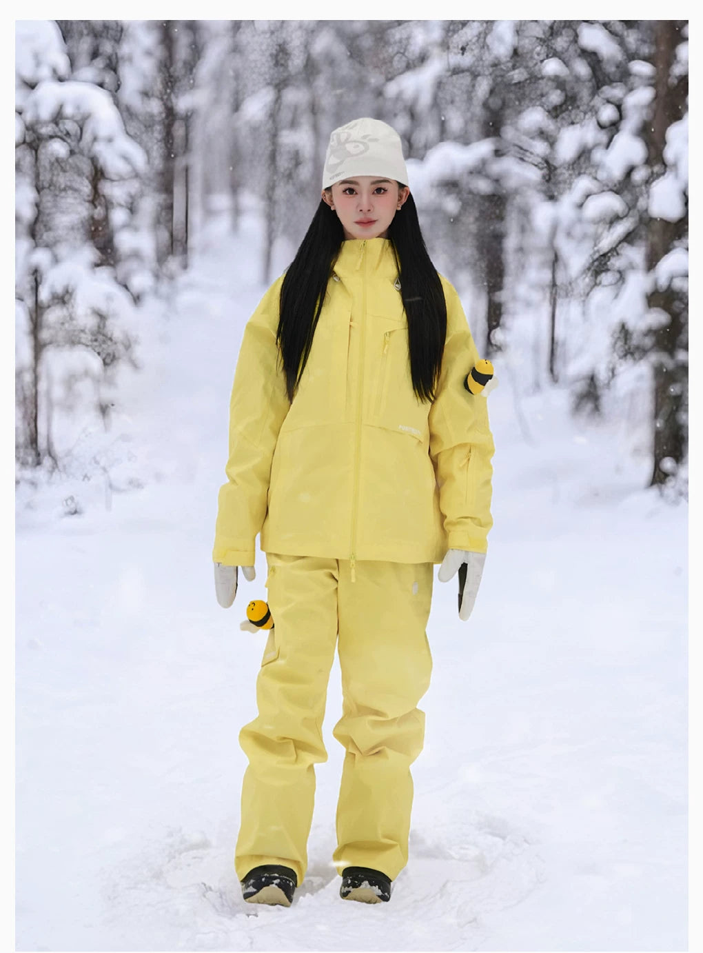 POSITIBEETY 3L Alpine Charm Padded Snow Jacket - Yellow