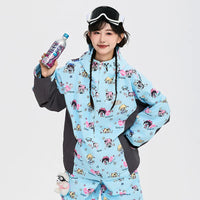Lovely Ant Y2K Aesthetic Blue Graphic Waterproof Ski Suit Set