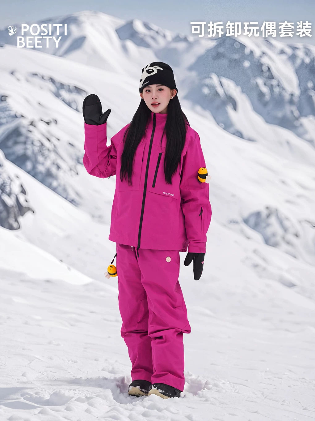 POSITIBEETY 3L Alpine Charm Padded Snow Jacket - Dragon Fruit Pink