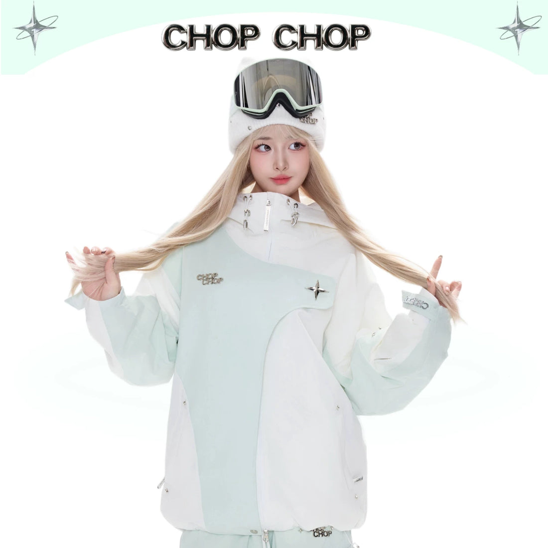 CHOPCHOP Asymmetrical Colorblock Padded Snow Suit