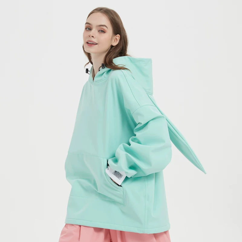 DOOREK Long Bunny Ear Waterproof Ski Hoodie
